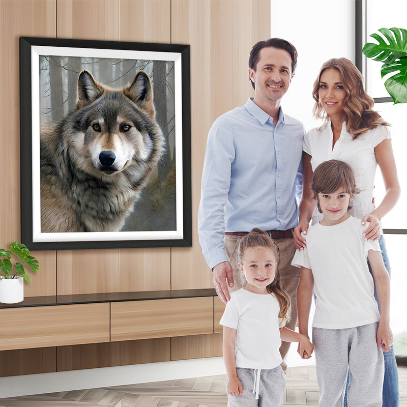 Grauer Wolf im Wald Diamond Painting