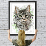 Graues Kätzchen mit grünen Augen Diamond Painting