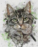 Graues Kätzchen mit grünen Augen Diamond Painting