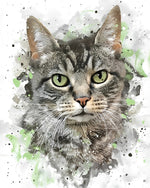 Graues Kätzchen mit grünen Augen Diamond Painting