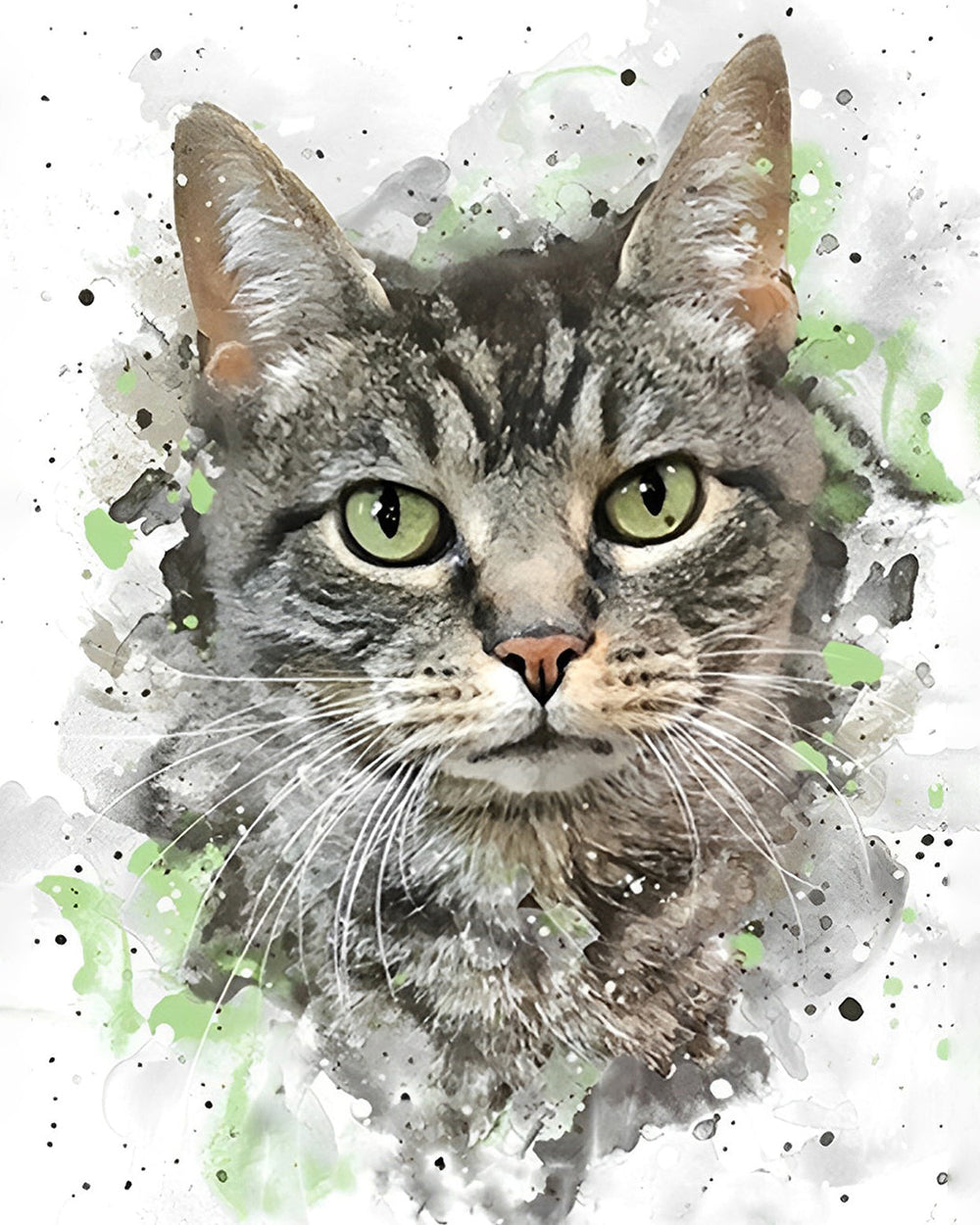 Graues Kätzchen mit grünen Augen Diamond Painting