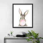 Graues Kaninchen mit rosa Blase Diamond Painting