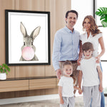 Graues Kaninchen mit rosa Blase Diamond Painting