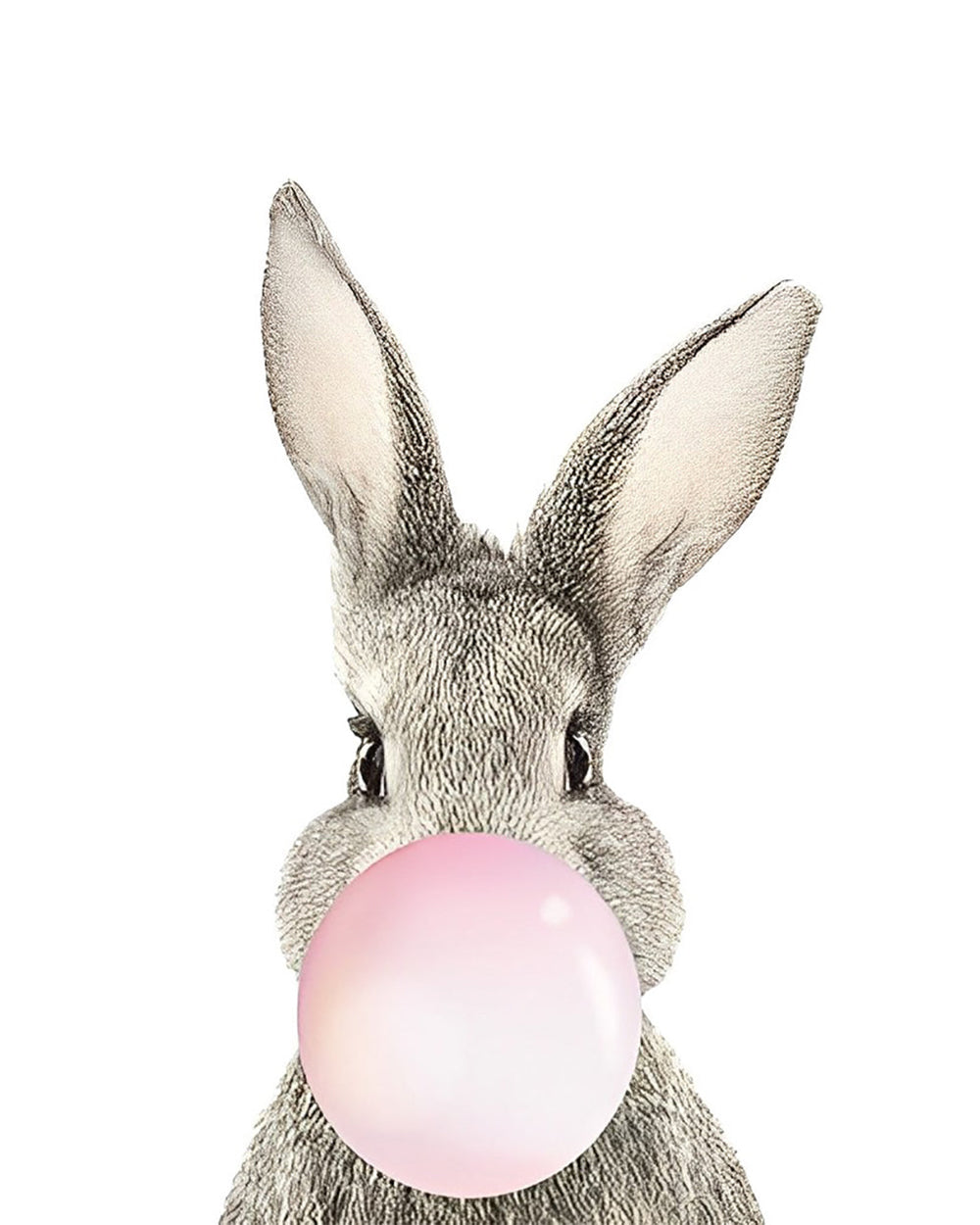 Graues Kaninchen mit rosa Blase Diamond Painting