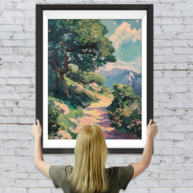 Großer Baum neben der Schotterstraße Diamond Painting