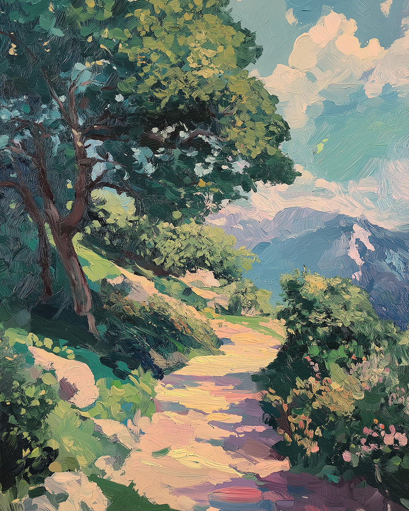 Großer Baum neben der Schotterstraße Diamond Painting