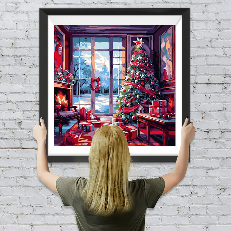 Großer Weihnachtsbaum und viele Geschenke Diamond Painting