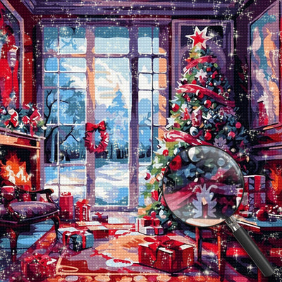 Großer Weihnachtsbaum und viele Geschenke Diamond Painting