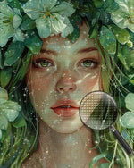 Grünäugige Frauen und grüne Blumen Diamond Painting