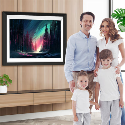 Grüne Aurora im Wald Diamond Painting