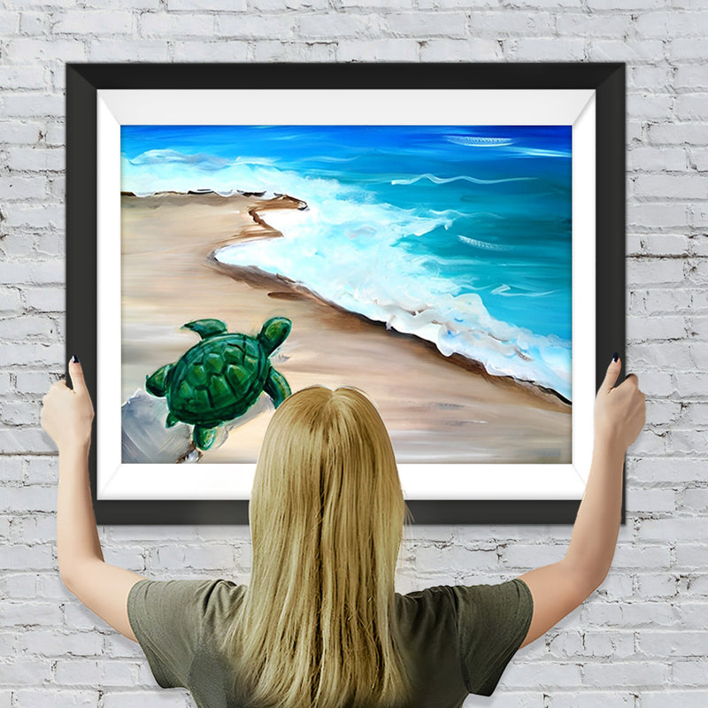 Grüne Schildkröte am Meer Diamond Painting