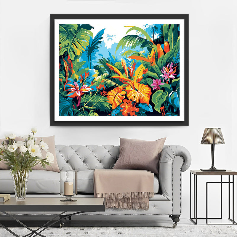 Grüne tropische Blätter Diamond Painting
