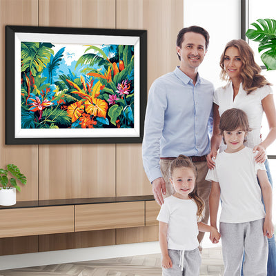 Grüne tropische Blätter Diamond Painting
