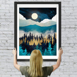 Grüne und goldene Berge und Wälder Diamond Painting