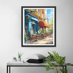 Grüner Coffee Shop auf der Straße Diamond Painting