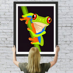 Grüner Frosch mit roten Augen Diamond Painting