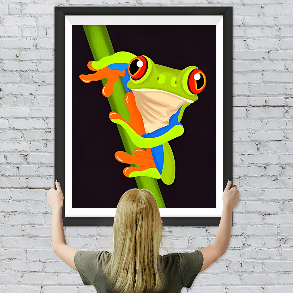Grüner Frosch mit roten Augen Diamond Painting