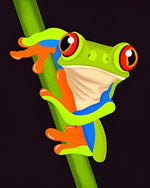 Grüner Frosch mit roten Augen Diamond Painting