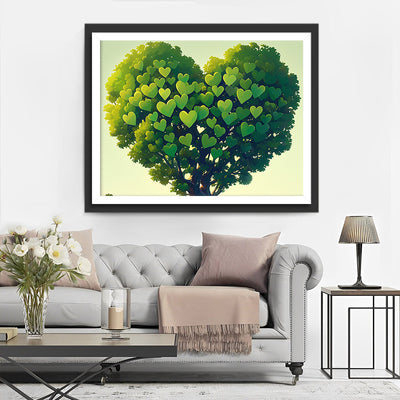 Grüner Herzbaum Diamond Painting