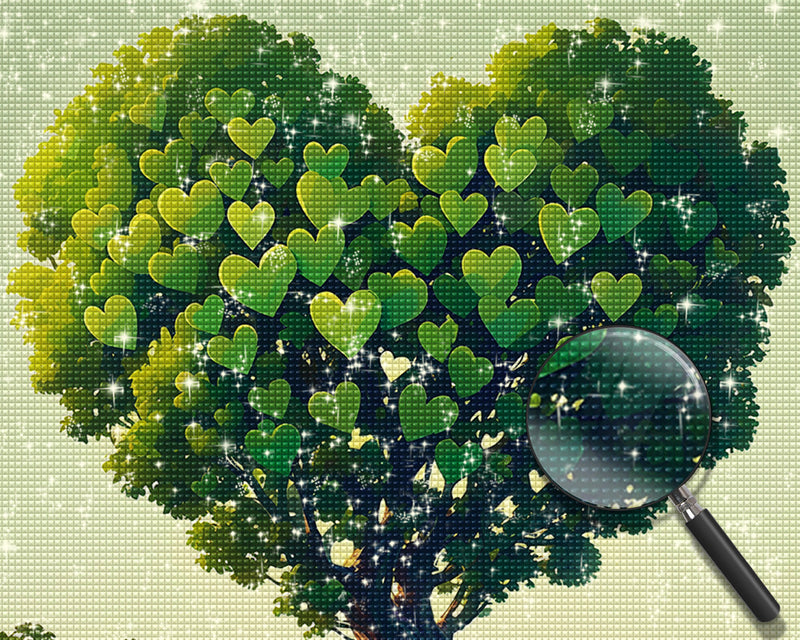 Grüner Herzbaum Diamond Painting