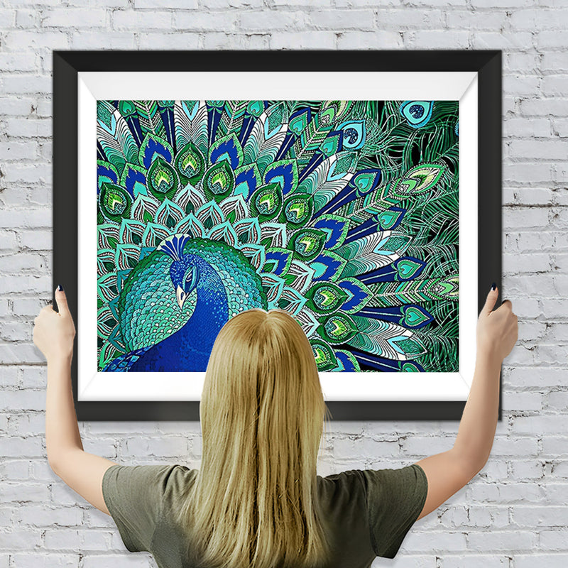 Grüner Pfau Diamond Painting