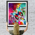 Grüner Schmetterling in rotem Hintergrund Diamond Painting