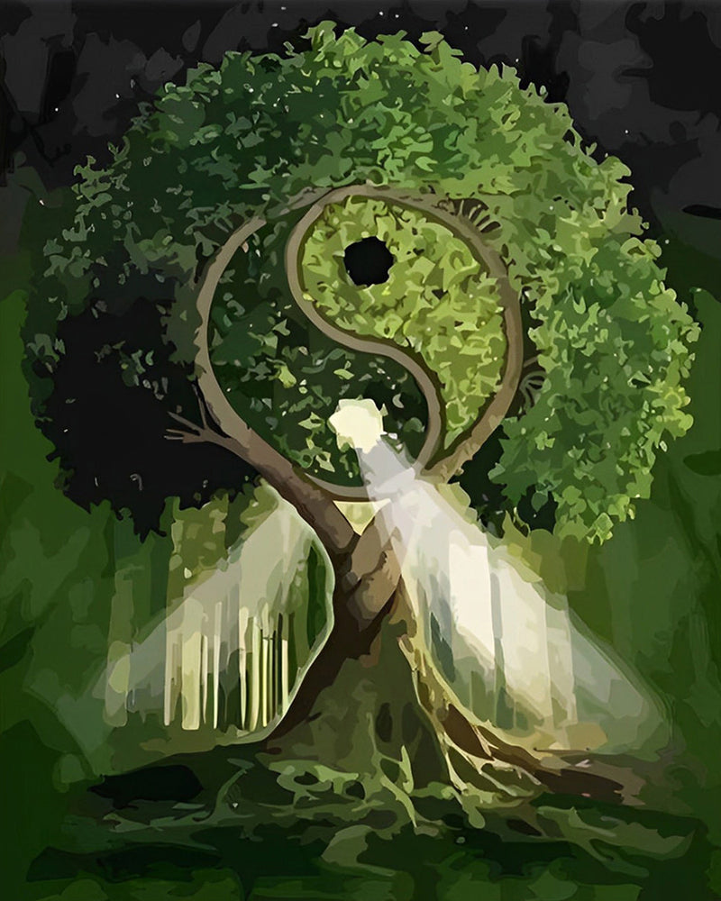 Grüner Tai Chi Baum Diamond Painting