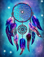 Grüner Traumfänger mit Federn Diamond Painting