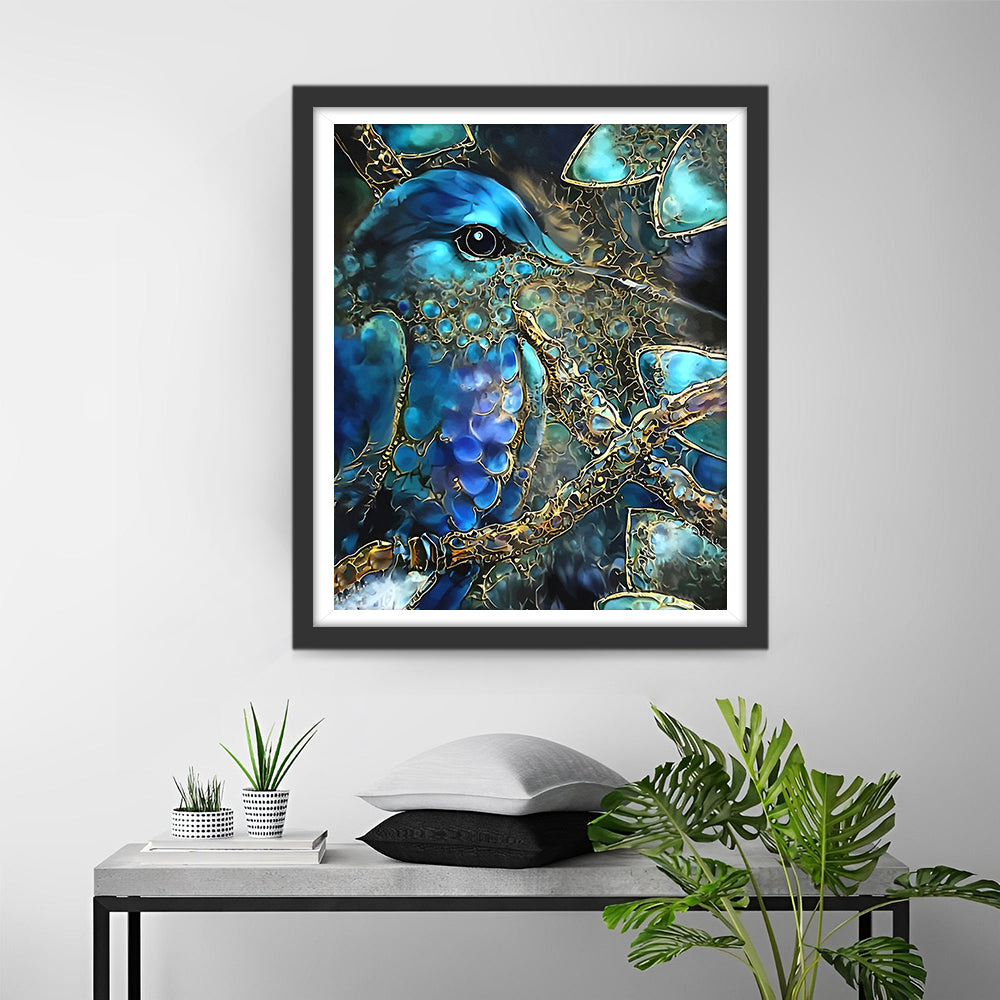 Grüner und goldener Kolibri Diamond Painting