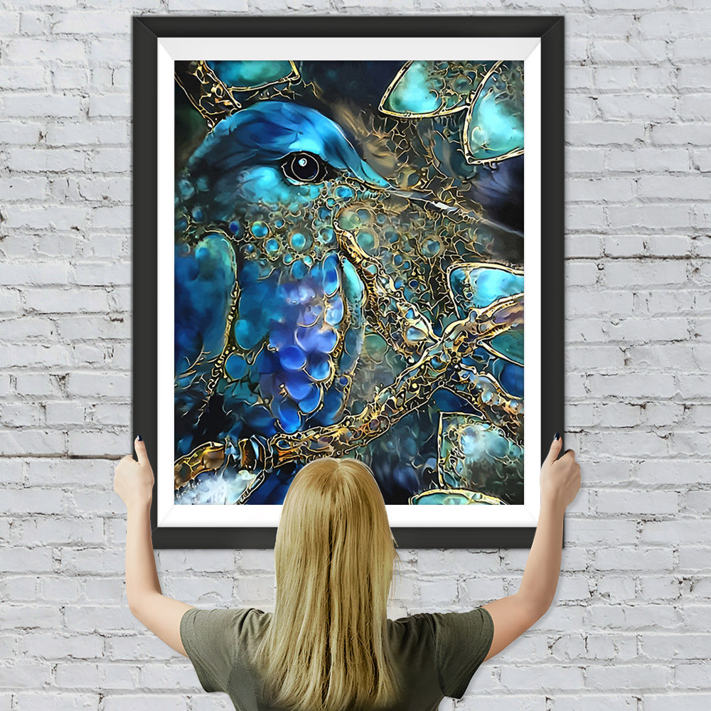 Grüner und goldener Kolibri Diamond Painting