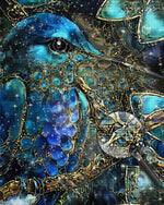 Grüner und goldener Kolibri Diamond Painting