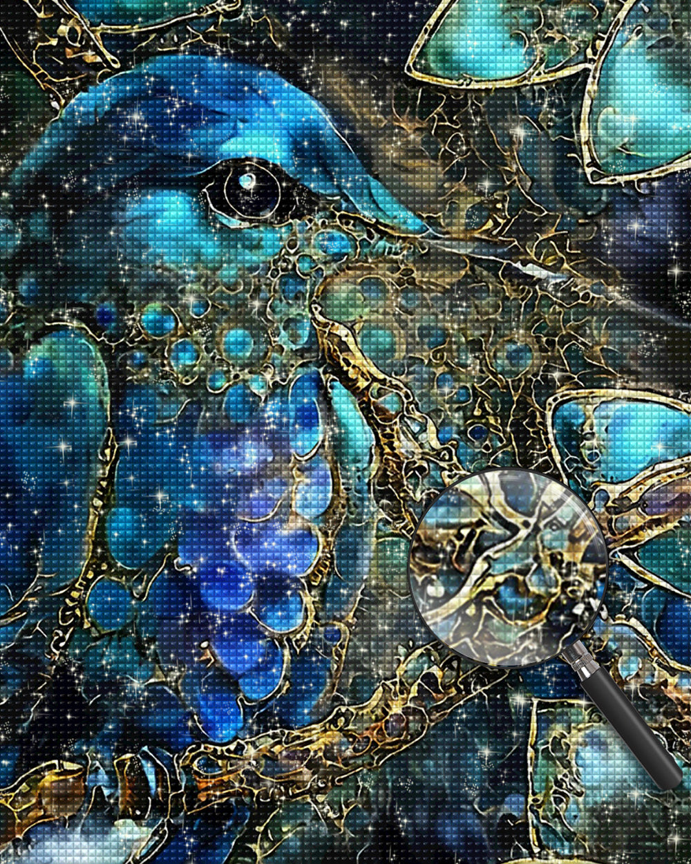 Grüner und goldener Kolibri Diamond Painting