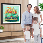 Grünes Auto, gefüllt mit Blumen Diamond Painting