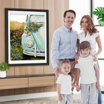 Grünes Auto und wilde Blumen Diamond Painting