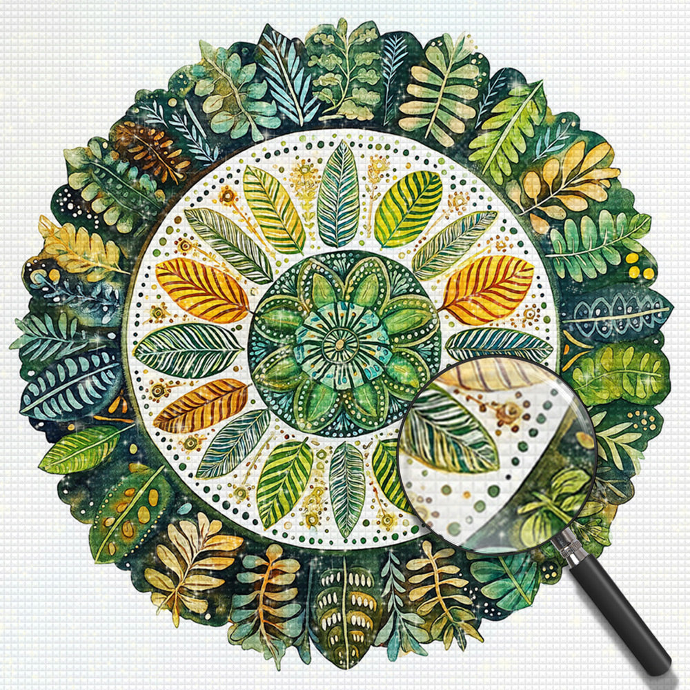 Grünes Blatt Mandala Diamond Painting