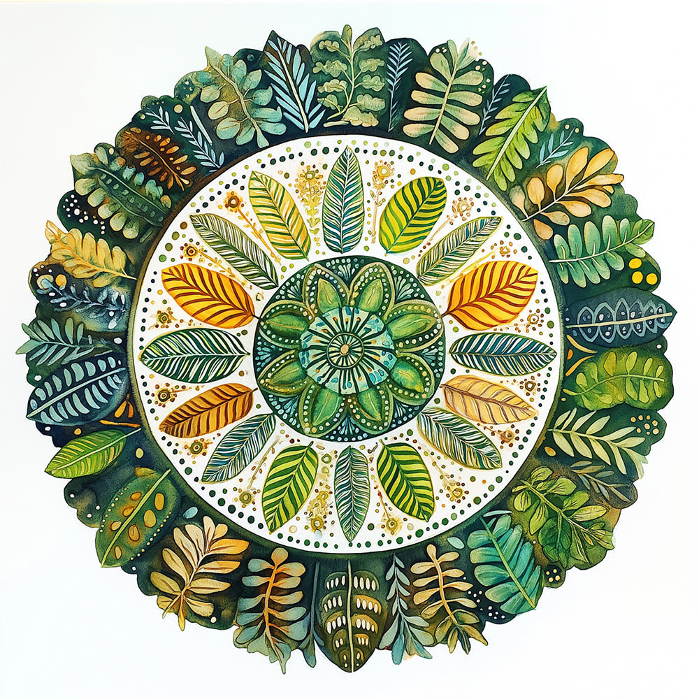 Grünes Blatt Mandala Diamond Painting