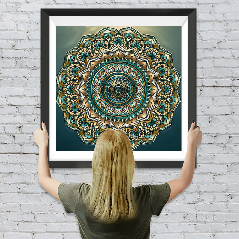 Grünes Mandala Diamond Painting