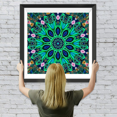 Grünes Mandala Kaleidoskop Diamond Painting