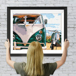 Grünes und weißes Auto Diamond Painting