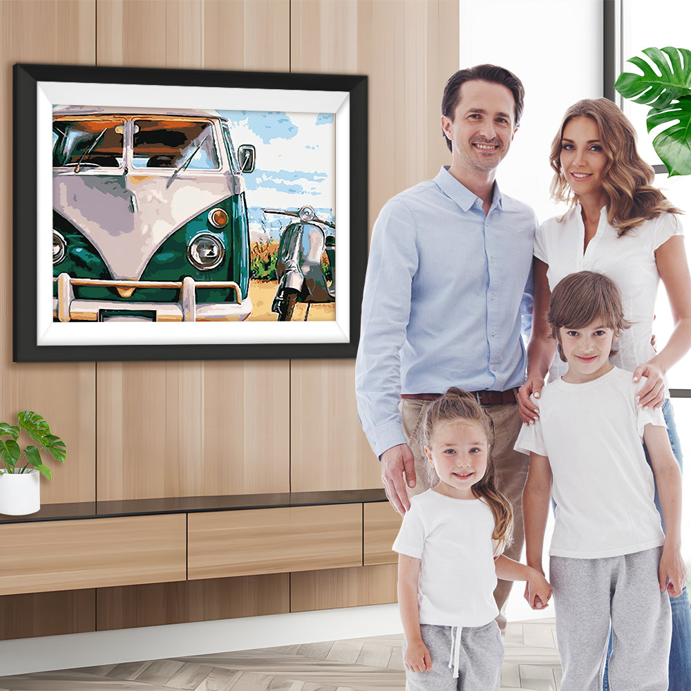 Grünes und weißes Auto Diamond Painting