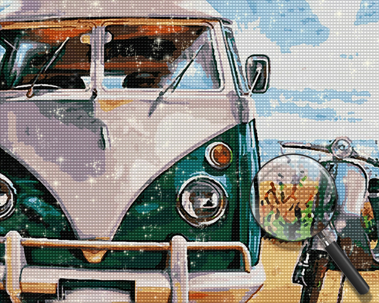 Grünes und weißes Auto Diamond Painting