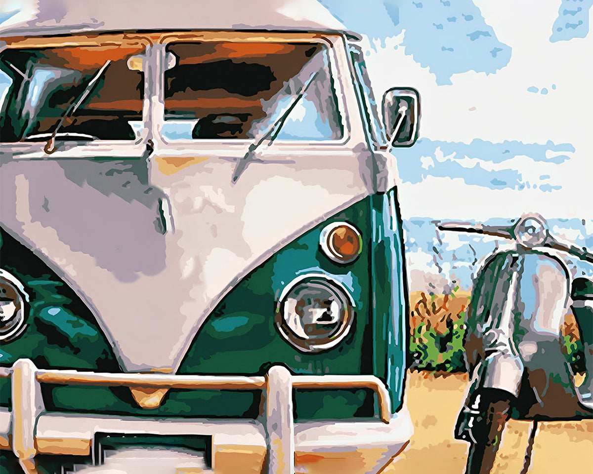 Grünes und weißes Auto Diamond Painting