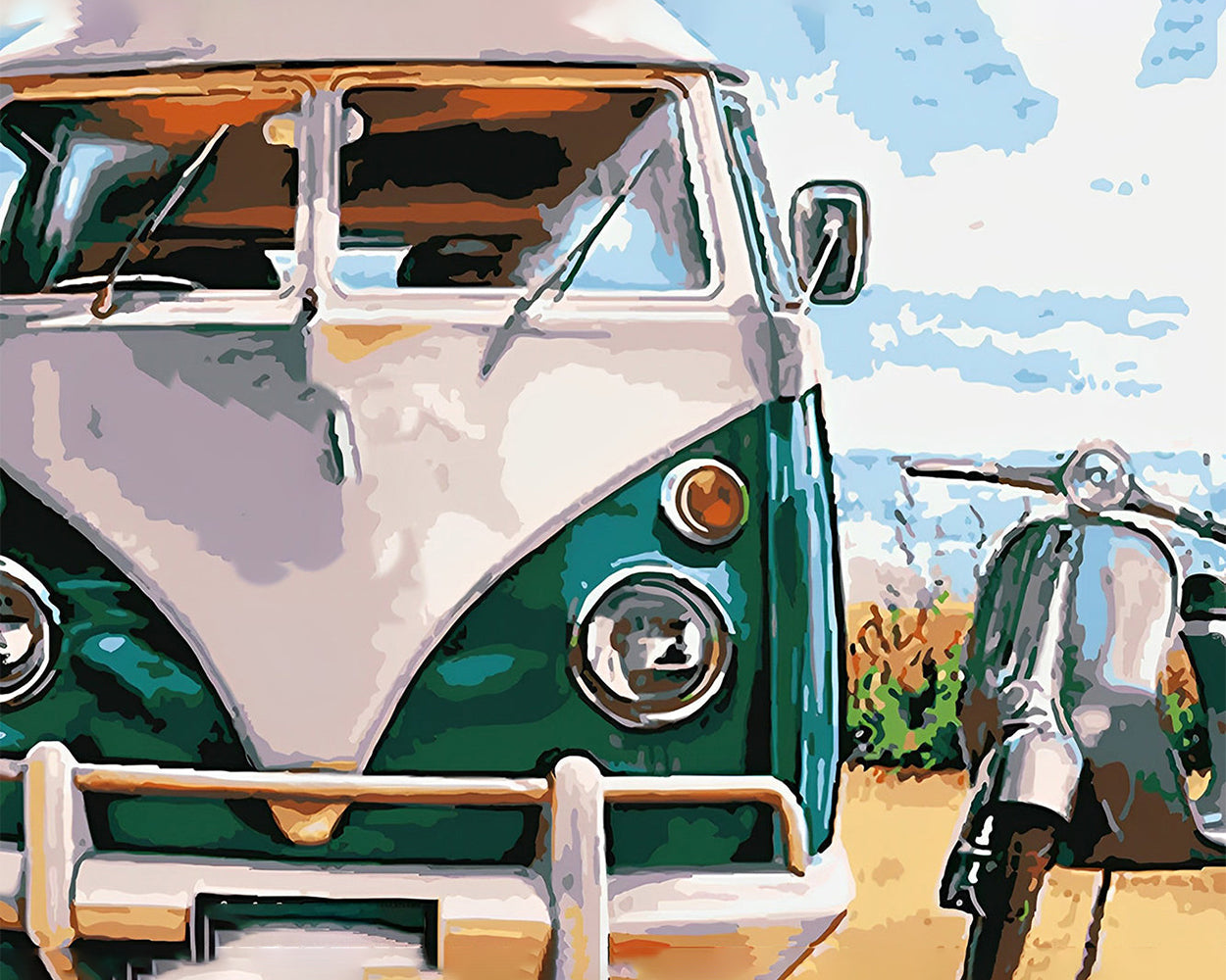 Grünes und weißes Auto Diamond Painting