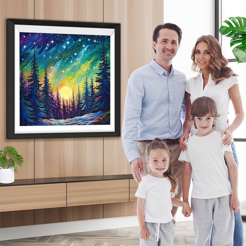 Grüner Aurora-Wald Diamond Painting