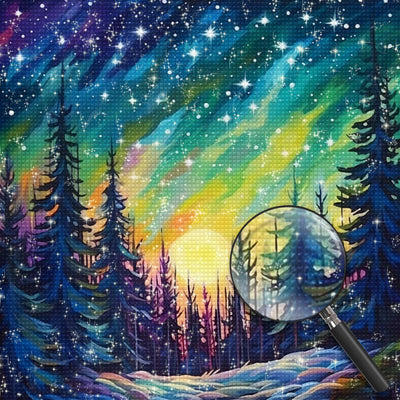Grüner Aurora-Wald Diamond Painting