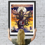 Halloween-Baumhaus und Hexe auf der Schaukel Diamond Painting