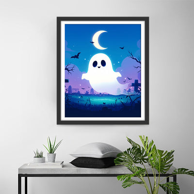 Halloween Fledermäuse und kleines Gespenst Diamond Painting