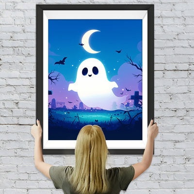 Halloween Fledermäuse und kleines Gespenst Diamond Painting