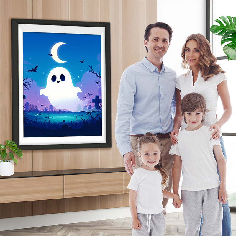 Halloween Fledermäuse und kleines Gespenst Diamond Painting