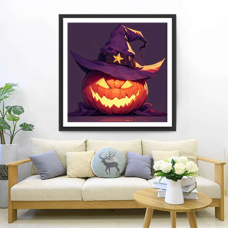 Halloween Kürbis Lampe mit Hut Diamond Painting